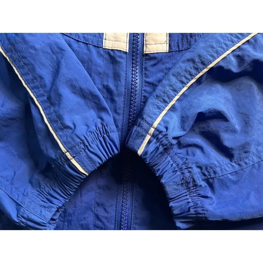 Vintage Nike Big Swoosh Windbreaker Full Zip Jacket Blue White MEDIUM Hood